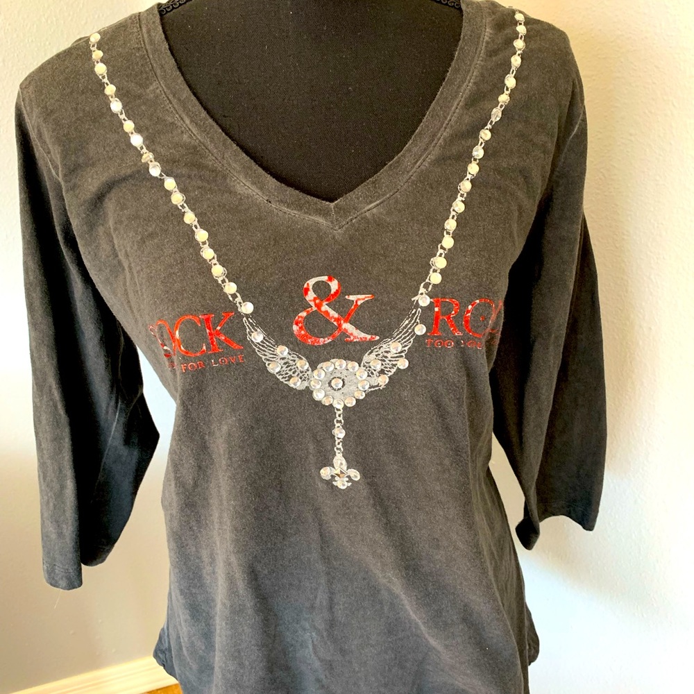 Seven7 woman’s shirt, size 14/16. Rock n Roll, embellished with jewels shirt.